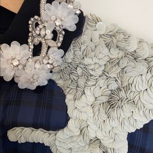 HUSSEIN BAZAZA [plaid embellished button down top]